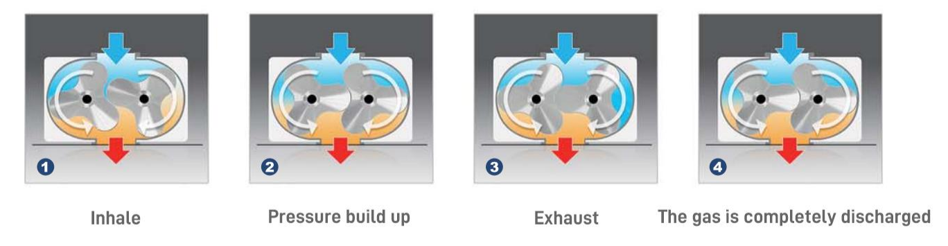 Roots blower operation principle