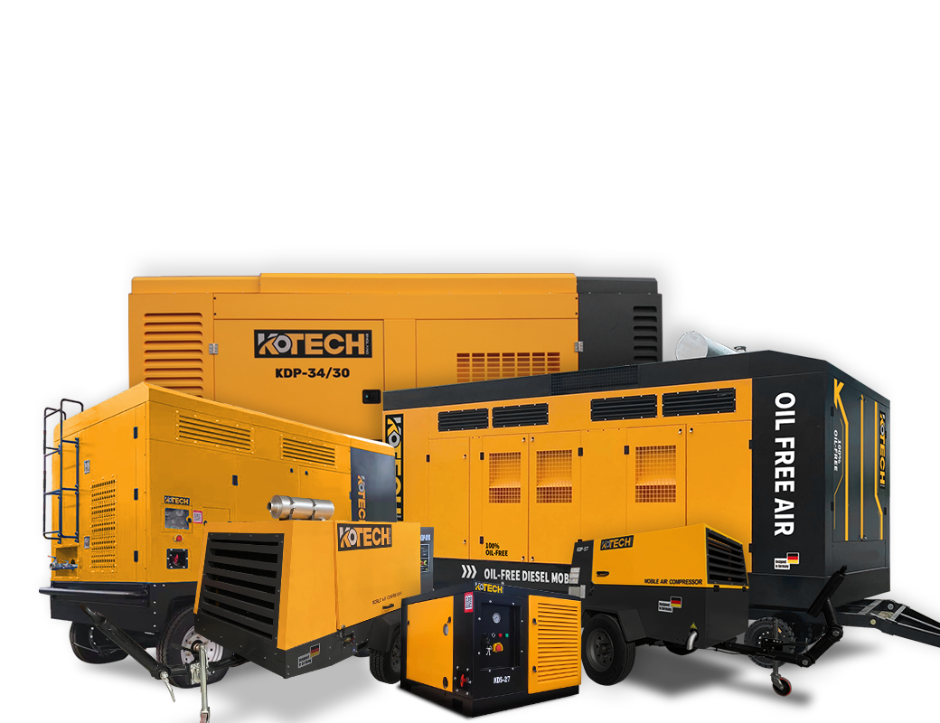 Kotech Diesel mobile air compressor family photo
