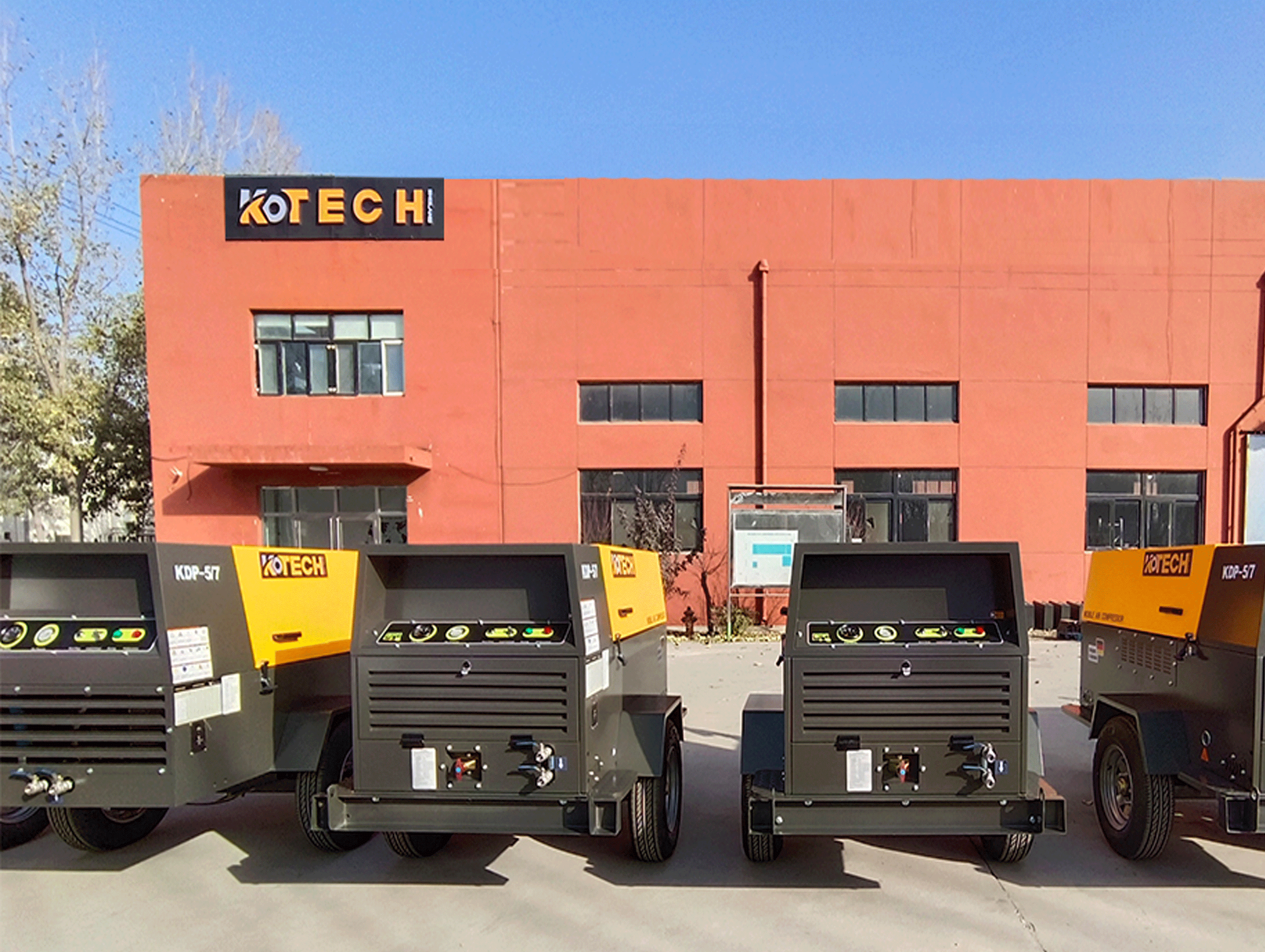 kotech factory diesel mobile air compressor display