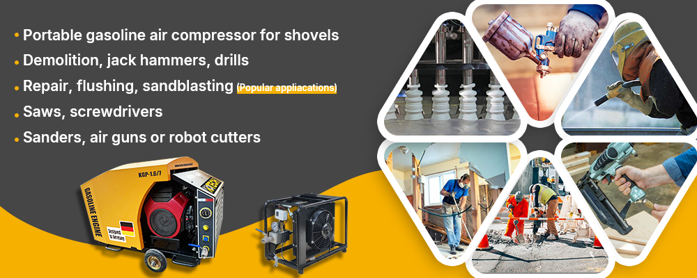 kgp series Portable Gasoline Air Compressor applications