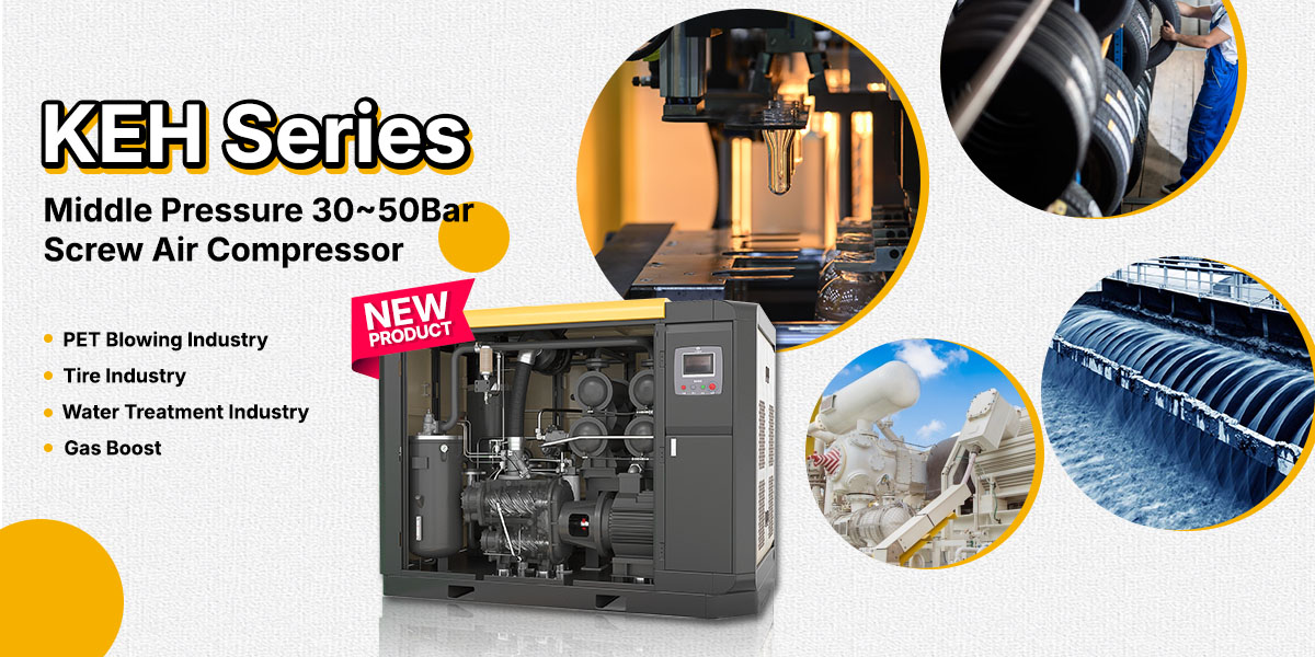 KEH Series Middle Pressure PET Screw Air Compressor applications