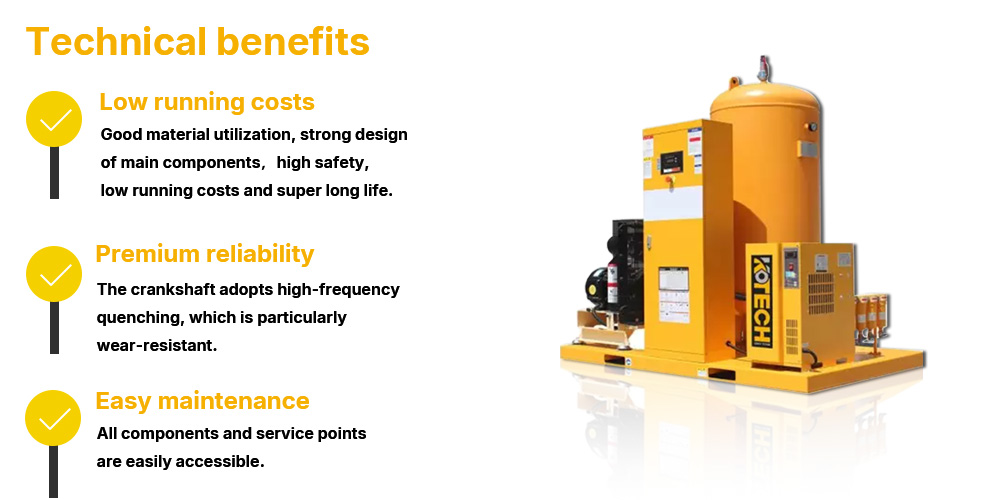 KT Middle Pressure PET Piston Air CompressorTechnical benefits