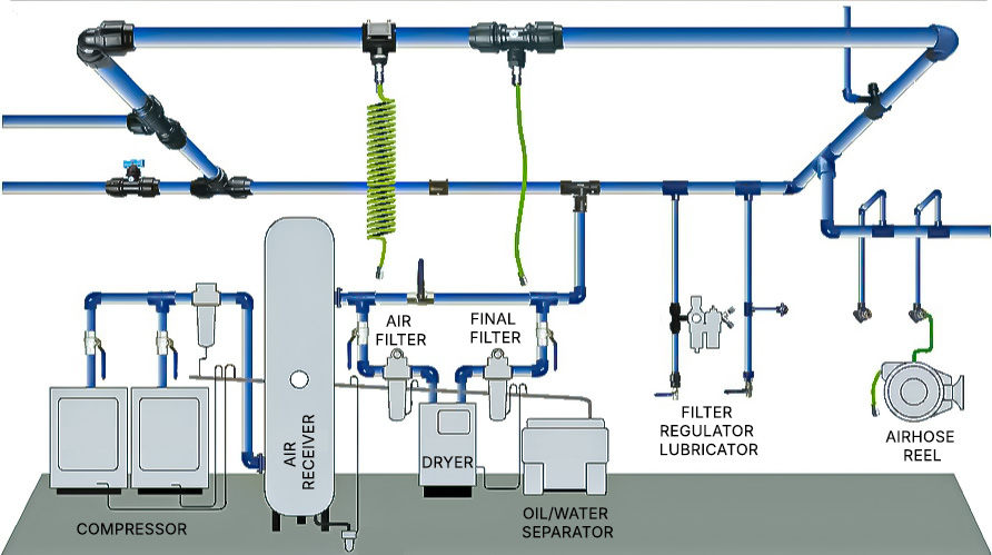 Drain the air compressor room