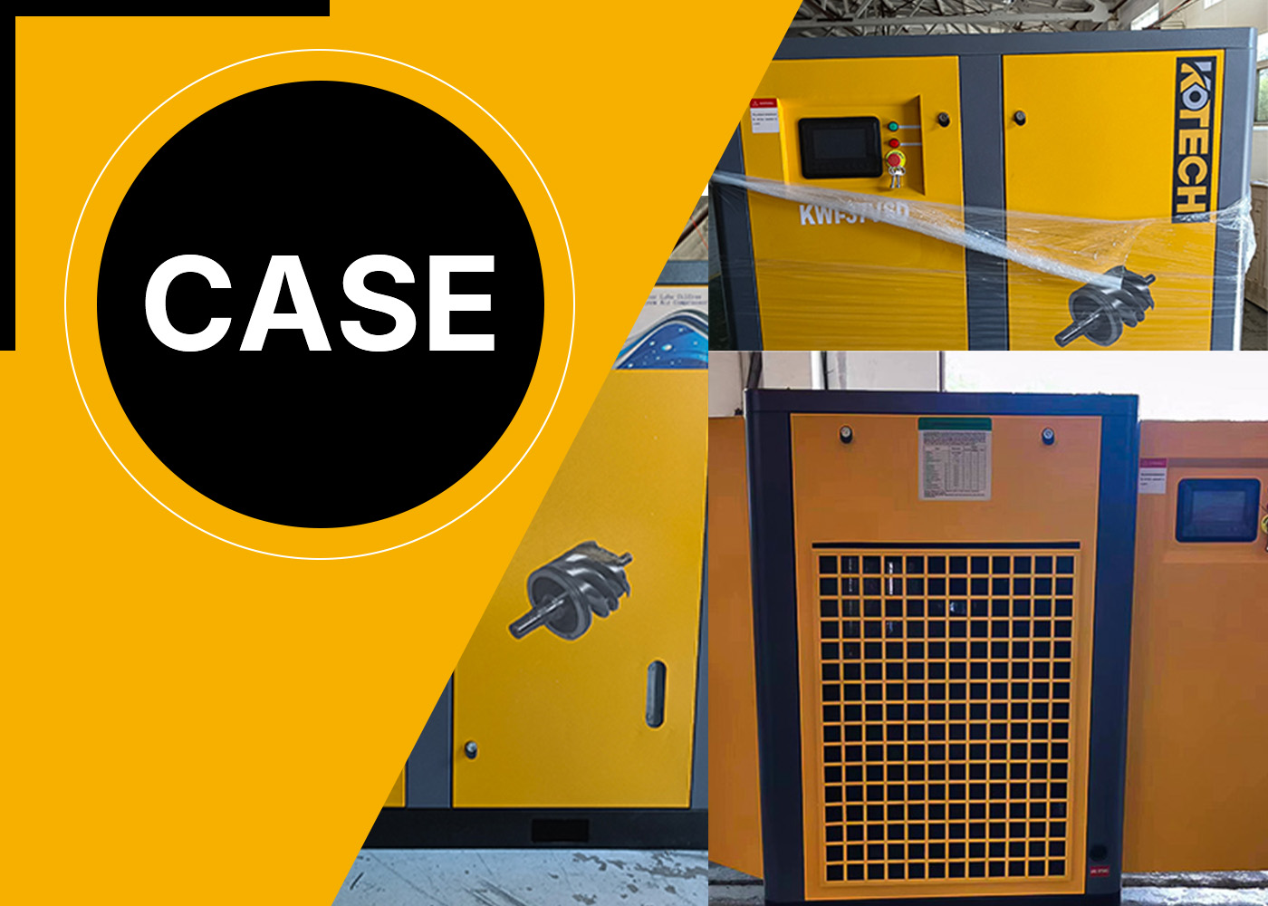 Kotech KWI-37vsd 100% Oil Free Water Lubricated Screw Air Compressor CASE