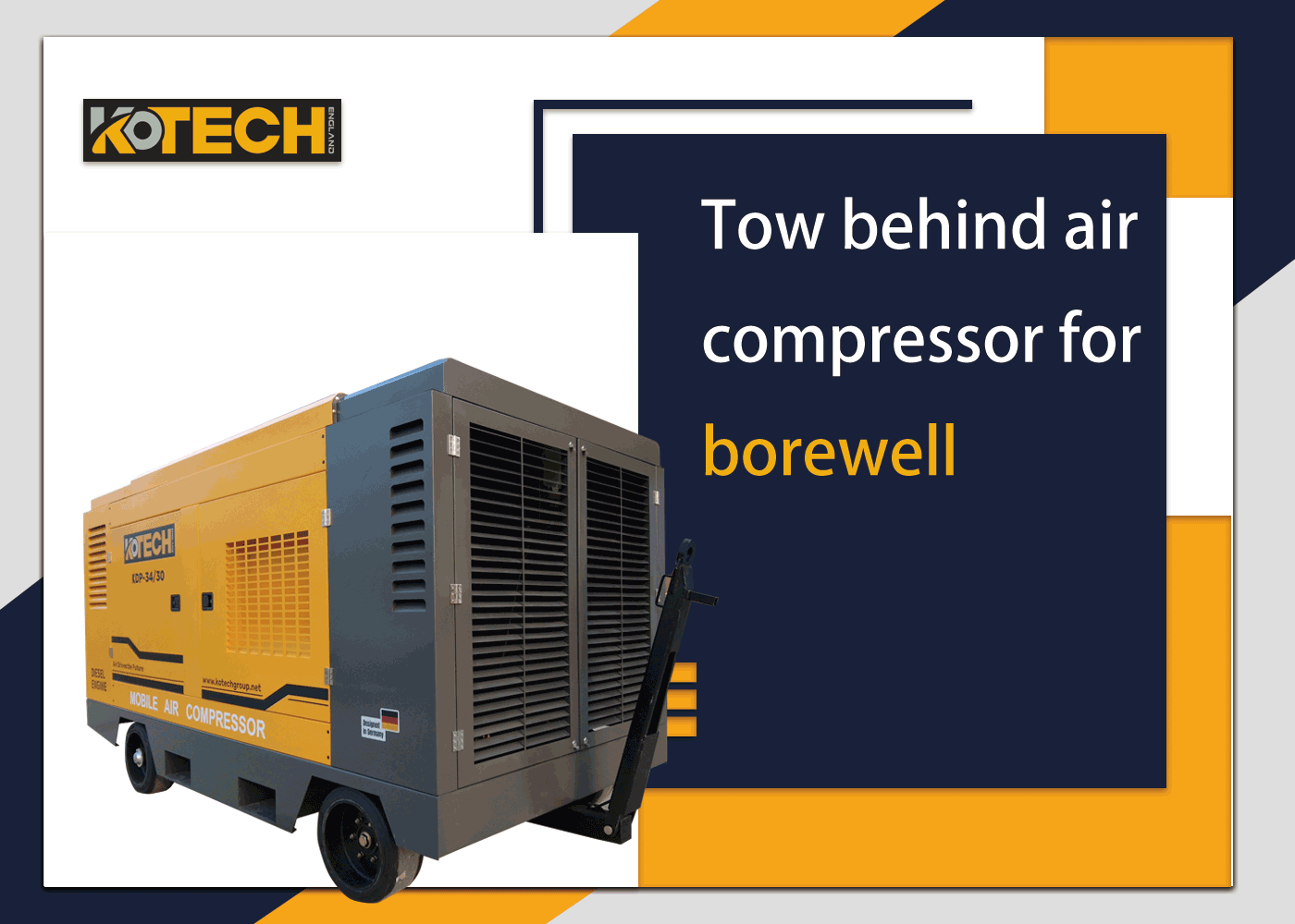 Tow behind air compressor for borewell