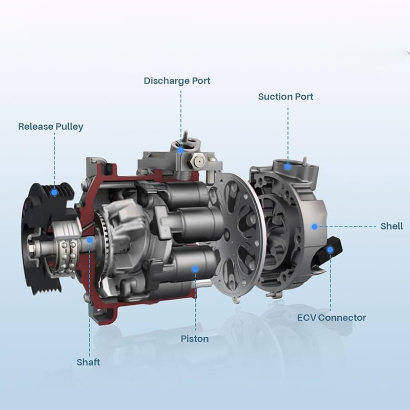 Piston ac compressor for car